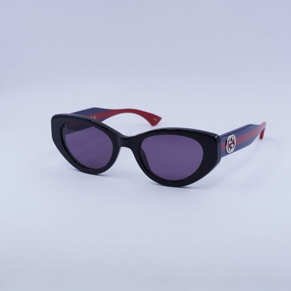 Gucci GG1862S 004 Sunglasses Black/Blue/Red Cat Eye Frame, Violet Lenses - Picture 1 of 10